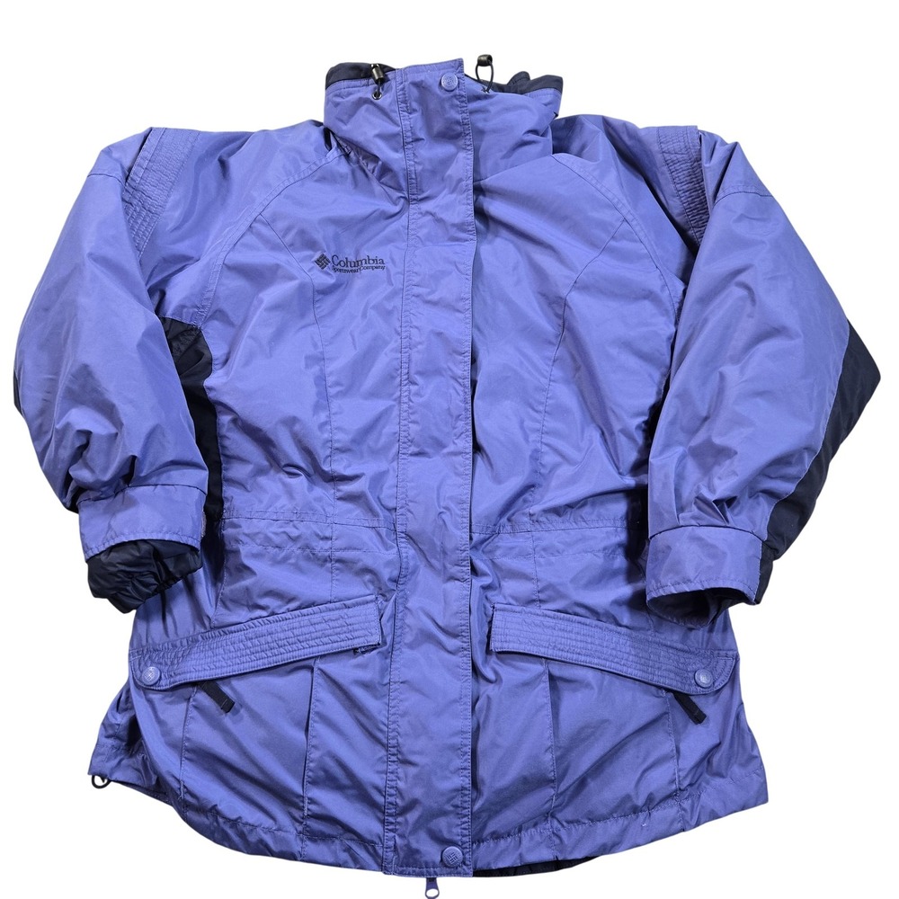 Vintage Columbia Jacket Womens Medium Blue 3-in-1 Quilted Winter 90s